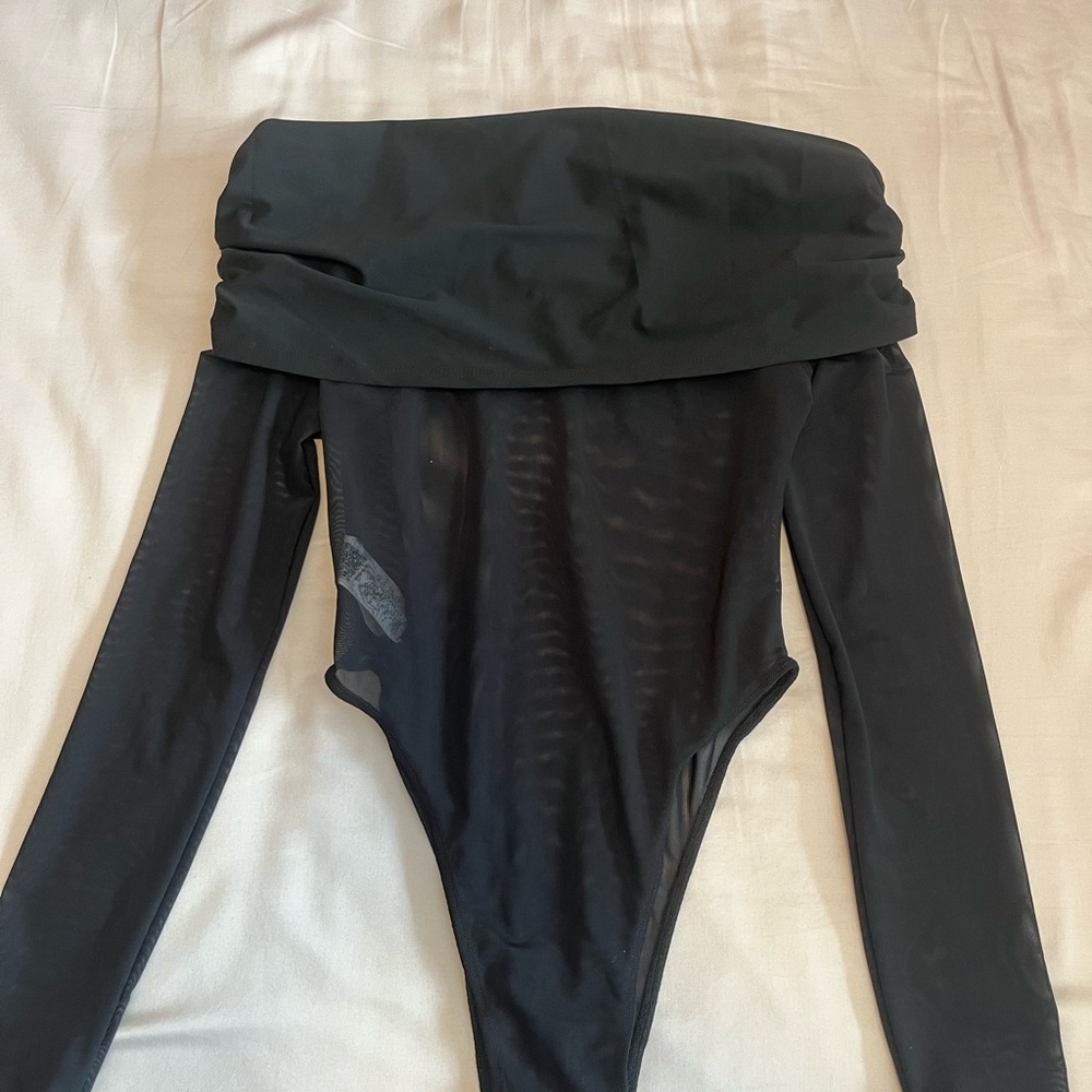 Black Off-Shoulder Bodysuit
